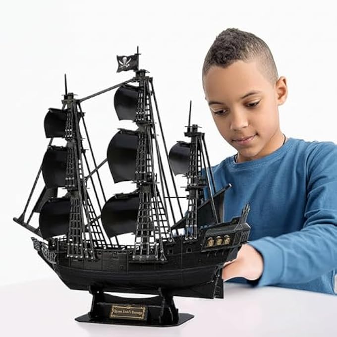 3D PIRATE SHIP PUZZLE FOR ADULTS - QUEEN ANNE'S REVENGE MODEL KIT, UPGRADED DESIGN FOR FAMILY FUN & DESK DECOR, FOR MEN & WOMEN - Image 3